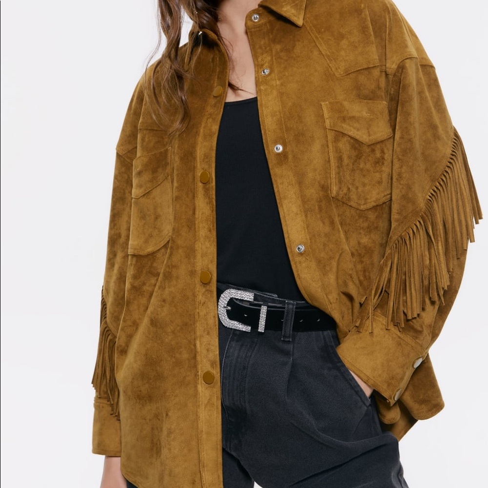 Zara suede effect tassel jacket